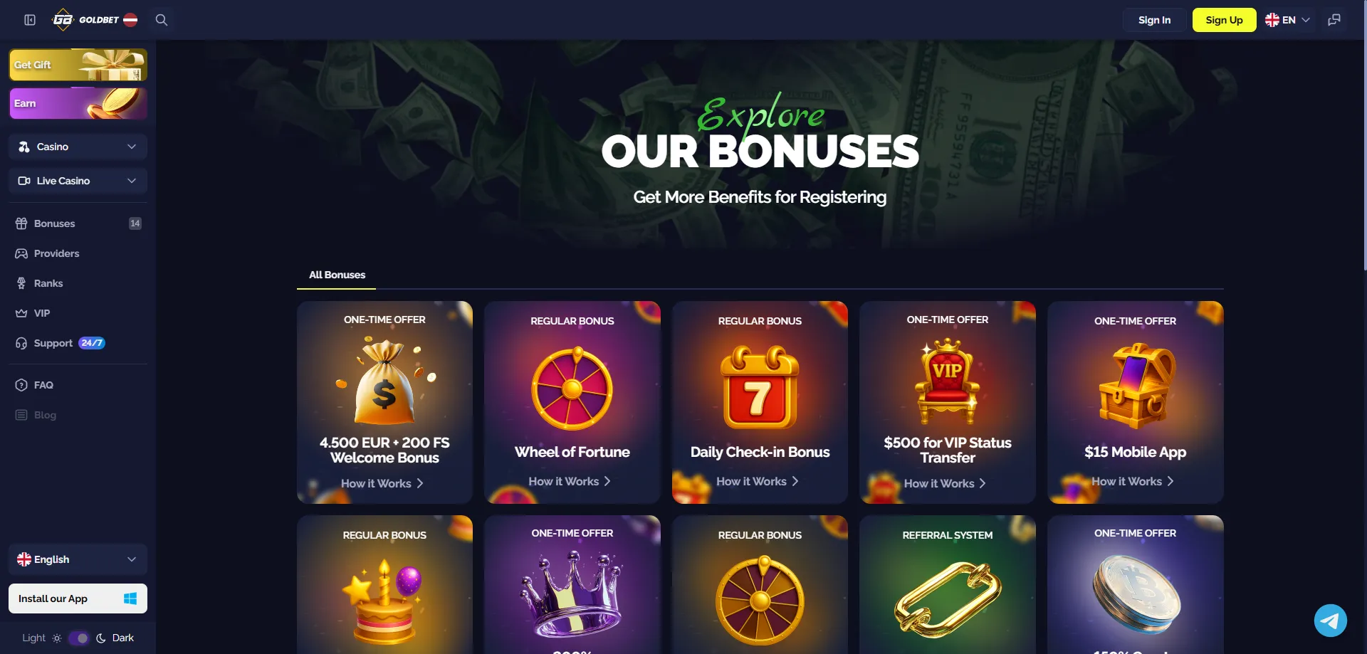 Goldbet Casino бонус оферти и промоции за нови играчи