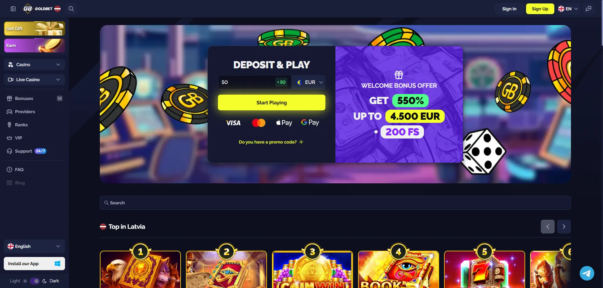 Goldbet Casino начална страница – казино ревю за България 2026